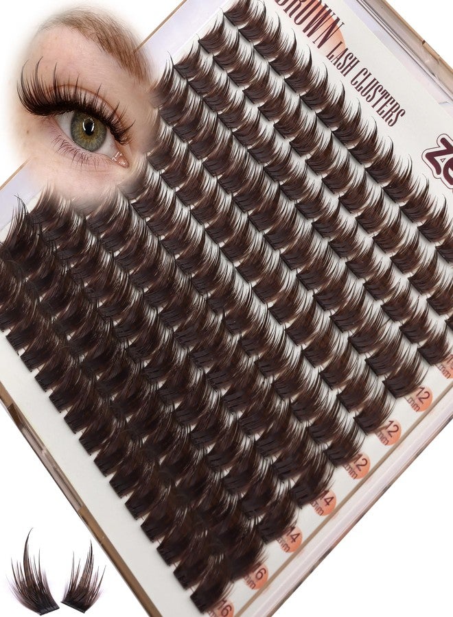 zenotti Brown Lash Clusters with Spikes Dark Brown Manga Lash Clusters Wispy Cluster Eyelash Extensions Fluffy Fairy Individual Lash Extensions 160PCS DIY Anime Eyelash Clusters 10-16mm by zenotti - Image 1